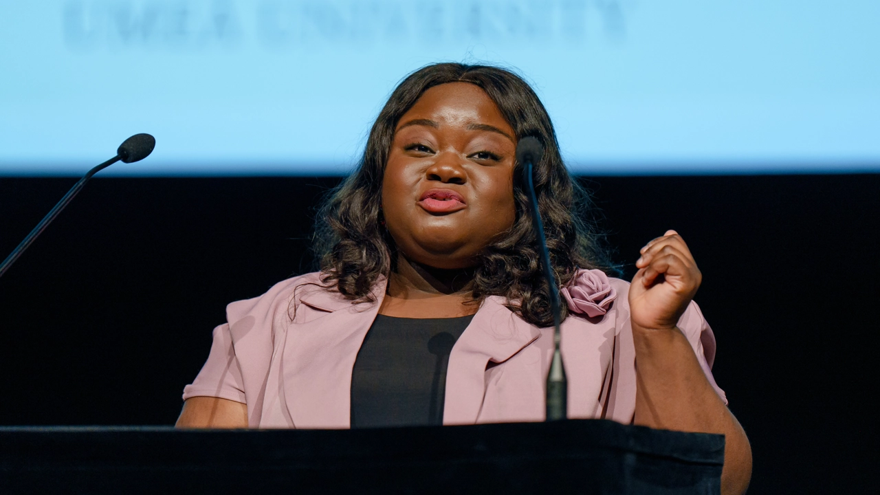 Student speaker Amy Nwoku at Graduation Ceremony 2024