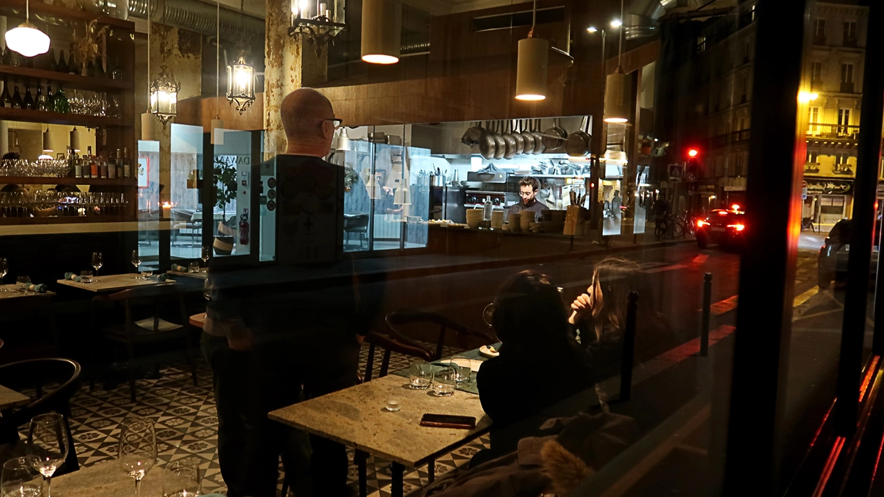 Interior of a bar, dark light
