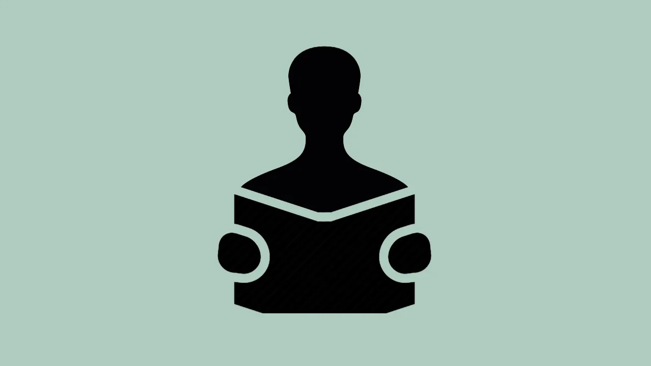 Symbol of a person reading a book.