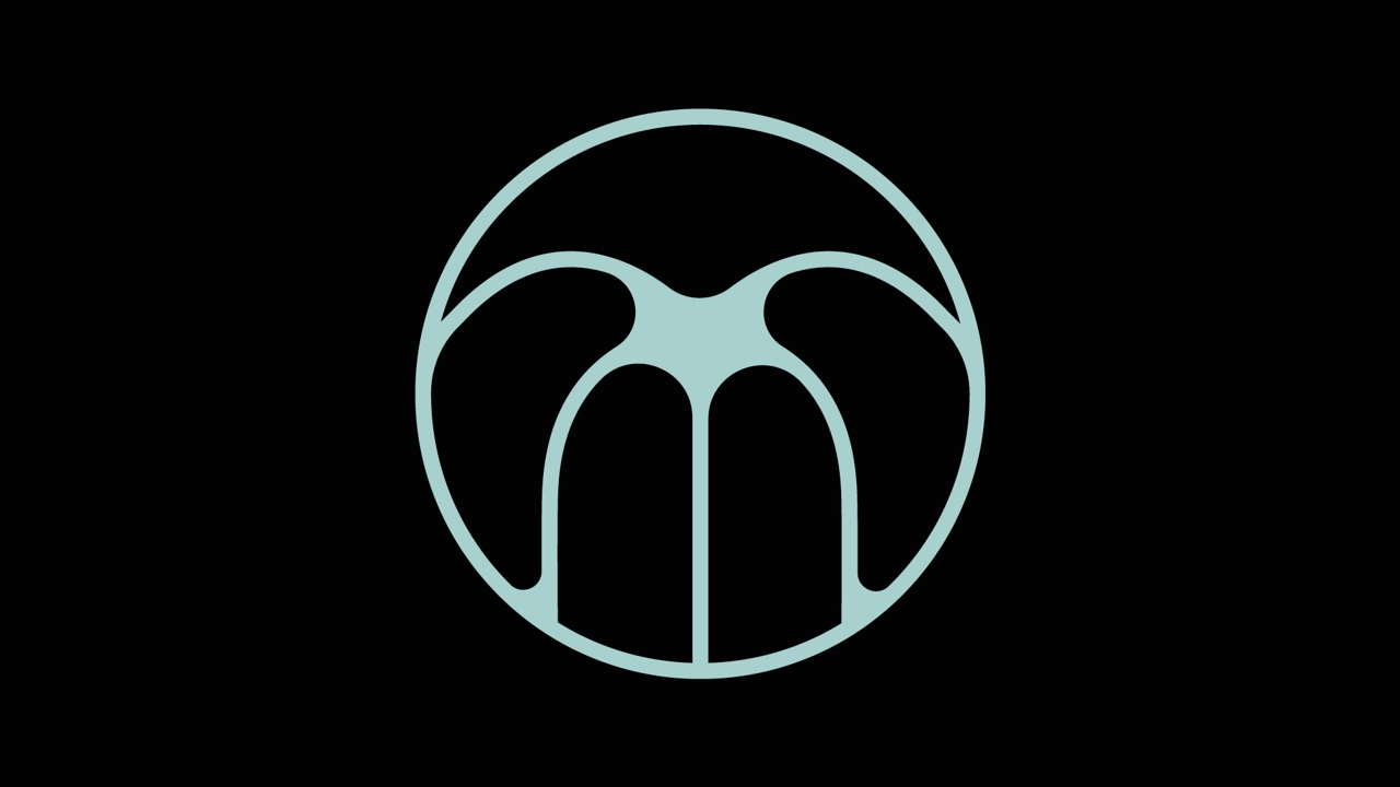 abstract logotype in cirkel on black