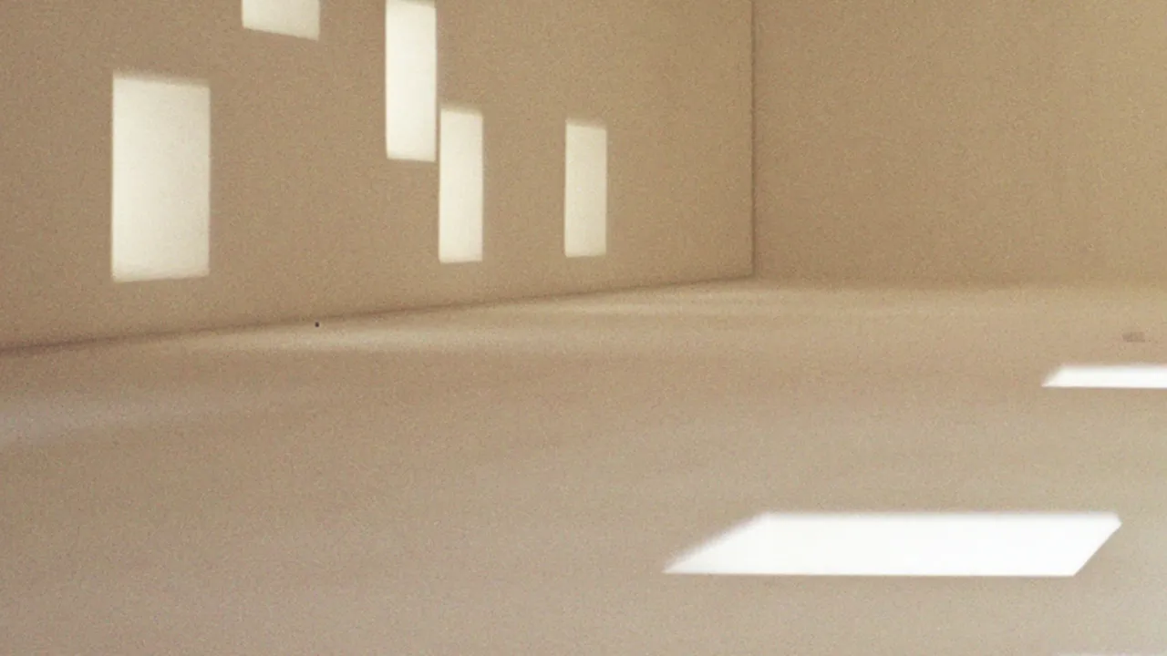 Abstract image of empty room with windows and light reflections