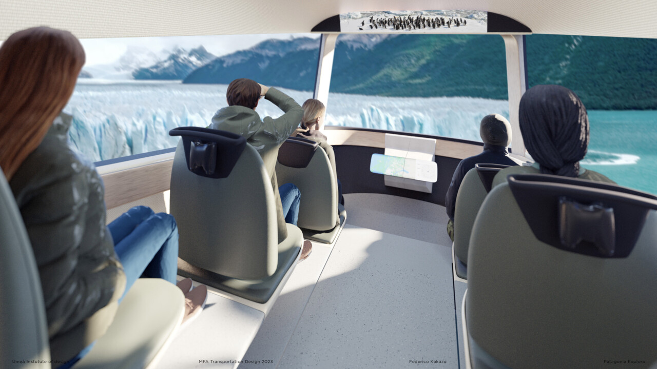 The cabin maximizes exterior view as a team during wildlife observation.