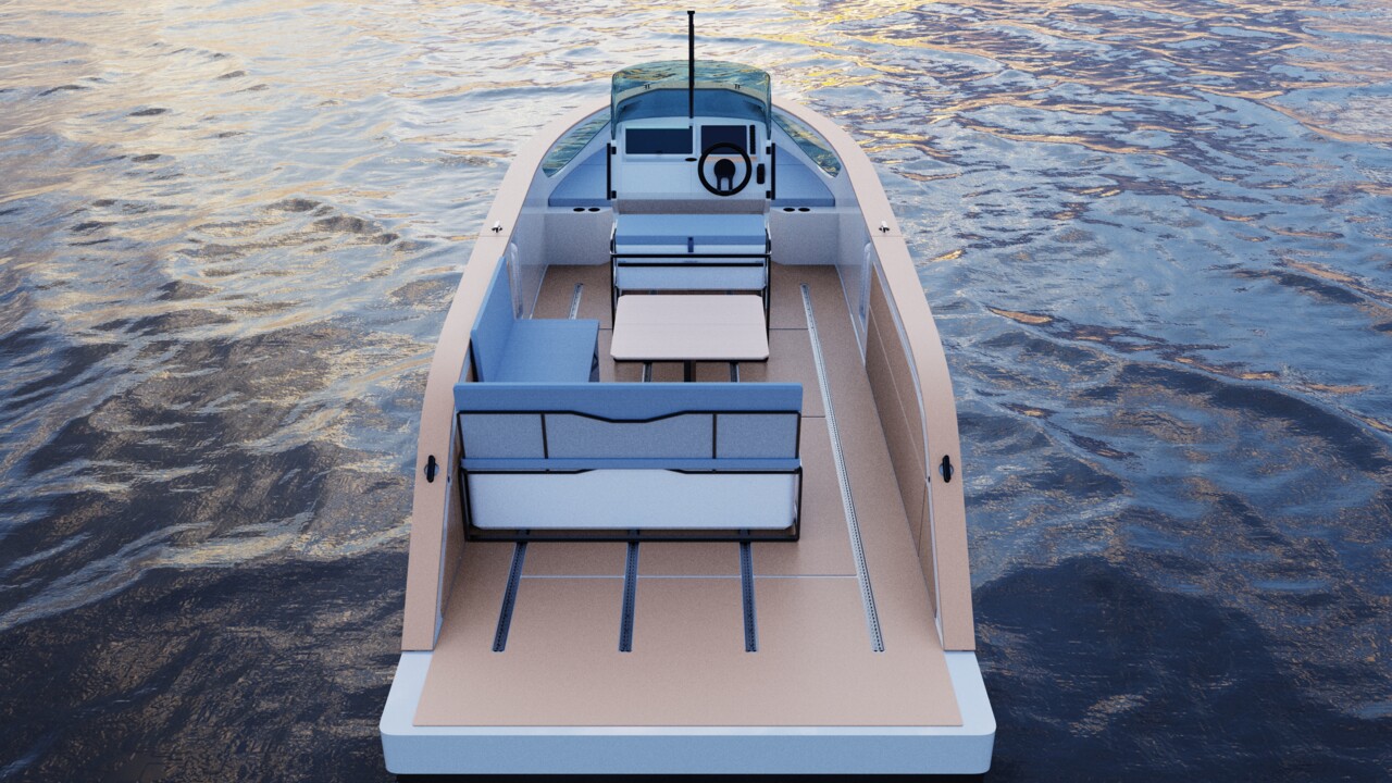 There are four tracks stretching nearly the full length of the boat.