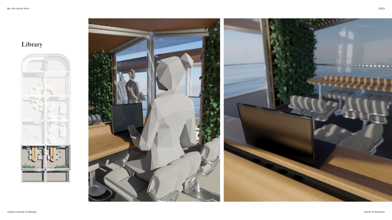 Quiet area at the back of the ferry for working and charging your batteries.