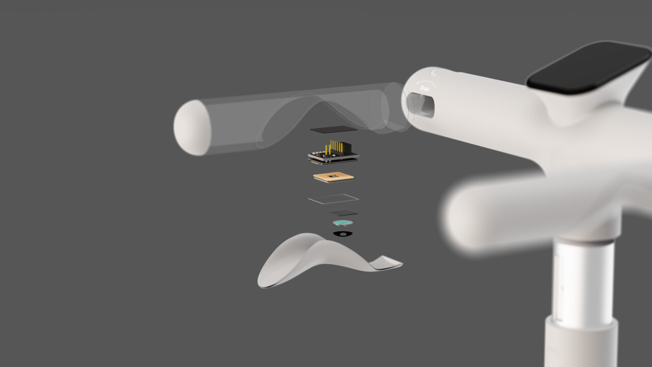 Handle equipped with sensors to measure blood sugar, blood pressure, and oxygen level.